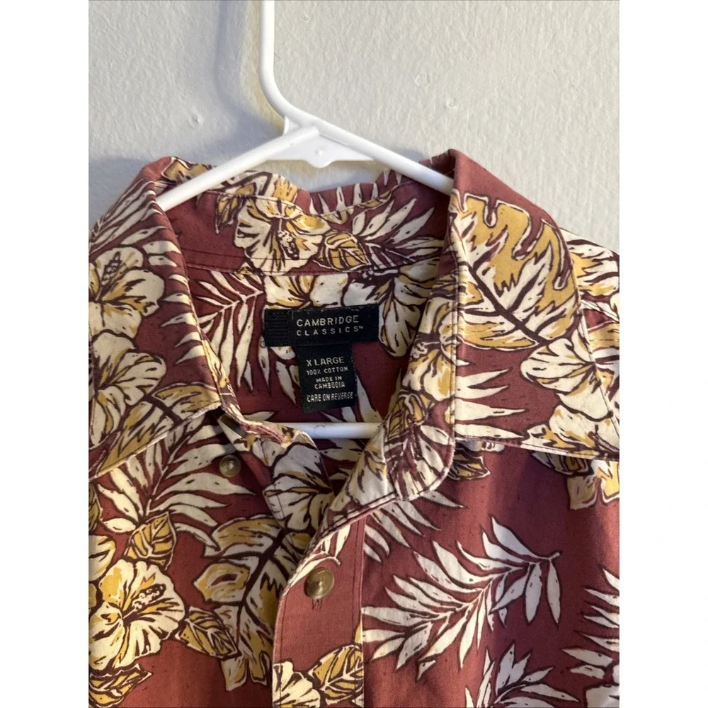 Vintage Cambridge Classic Hawaiian  Shirt Men's X Large Button Down Floral Beach